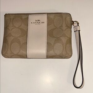 Coach Beige and Off-White Wristlet
